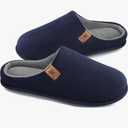 VeraCosy Men's Cozy Slip-on Slippers Corduroy Memory Foam Indoor House Shoes 9-10, Blue