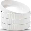 4 Pack Pasta Bowls, 35oz Large Salad Bowls Plates, Serving Bowl for Soups and Salads, Wide and Shallow Ceramic Pasta Plates, Microwave & Dishwasher Safe, Textured Stripes, 8 inch(White)