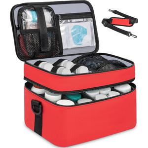 2 Layers Medicine Storage Organizer Bag with Portable Pouch, Pill Bottle Organizer Case, Lockable Medicine Travel Case for Pills, Vitamin, Fish Oil (10.8 x 6 x 6.3 in)