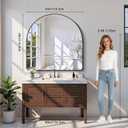 Arched Bathroom Mirror, 45"x45" Black Arched Mirror for Bathroom, Wall Mounted Mirror, Black Vanity Wall Mirror Metal Frame for Bedroom, Entryway, Living Room, Hanging or Leaning Against Wall