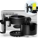 360 Rotation 3in1 Big Holder, Universal Stroller Cup Holder, Adjustable Drink Holder,Removable Phone Holder for Wheelchair, Stroller, Bike, Walker, Scooter, Bicycle (Black)