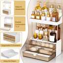 caktraie 2 Pack Bathroom Organizers and Storage - 3 Drawers 2 Tier Makeup Organizer, Cosmetic Storage Drawer for Dresser Countertop and Bathroom Vanity for Large Skincare, Perfume, Amber