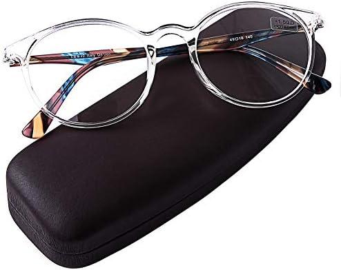DOOViC Italy Design Fashion Reading Glasses for Women Men Stylish Clear Frames Readers with Case +3.00 Strength