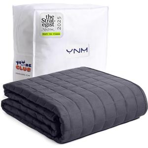YnM 15lbs Weighted Blanket for Adults, Heavy Bed Throw Blanket with Cooling Glass Beads for All Season Use, Ideal for ~90lbs (48x72 Inches, Twin/Full, Dark Grey)