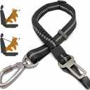 Dog Seat Belt,Adjustable Dog Seatbelt for Car,3 in 1 Dog Safety Belt Leash,Reflective Bungee Dog Car Seatbelt with Hook& Buckle, Dog Car Seat Belt with Aviation Zinc Alloy Rotatable Carabiner, Black