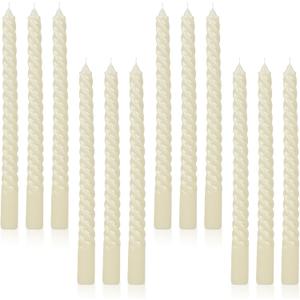 Tobeape Ivory Twisted Taper Candles Set of 12, 10 Inch Tall Unscented Dripless, Smokeless Spiral Tapered Candlestick Wax Candles for Wedding Dinner Home Dcor Birthday Party - 8 Hour Long Burning