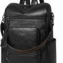 Shrrie Vegan Leather Laptop Backpack for Women 15.6 inch Work Backpack Fashion Travel Backpack Purse for Business College (Black01)