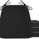 Dining Room Chair Cushions Set of 4 Indoor Kitchen Chair Pads with Machine Washable Cover Non Slip Seat Cushion with Ties 16.5"X16"X2" (Black)