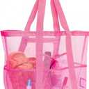 Mesh Beach Bag for Women, Large Beach Tote Bag with 8 Pockets, Lightweight Beach Bags Accessories Essentials, Pack of 2