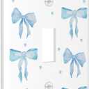 Blue Bow Single Toggle Light Switch Plates And Outlet Covers Decorative Electrical Wall Plate Receptacle Switchplate Decorate Plug Cover For Bathroom Bedroom Kitchen 4.5 * 2.76 Inch