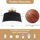 Metal Semi Flush Mount Ceiling Light, 11.6" Black and Gold Industrial Flush Mount, Single Lamp Base Modern Ceiling Light Fixtures for Entryway Hallway Kitchen Laundry Room