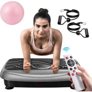 UCIN Vibration Plate Exercise Machine, Vibration Plate for Lymphatic Drainage, 330 Lbs Capacity Whole Body Workout Vibration Platform for Home & Office with Resistance Bands/Pilates Ball (Grey)