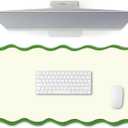 Scalloped Desk Mat Large Scalloped Piping Cute Desk Mat Aesthetic Preppy Table Pad Large Nonslip Pad with Edge Stitching Waterproof Gaming(Green,31.5 x 15.75 Inches)
