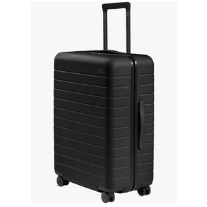 Away Medium Checked Luggage, Lightweight Hard Shell Suitcase with Spinner Wheels, Durable Rolling Luggage, TSA Lock, 26 Inch, Jet Black