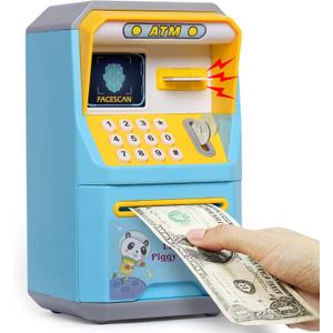 Piggy Bank for Kids, ATM Coin Bank Toys Gifts, Electronic Piggy Banks Money Safe for Kids Toys Ages 3 4 5 6 7 8 9 10 11 12 Year Old Boys Birthday Gifts, Blue