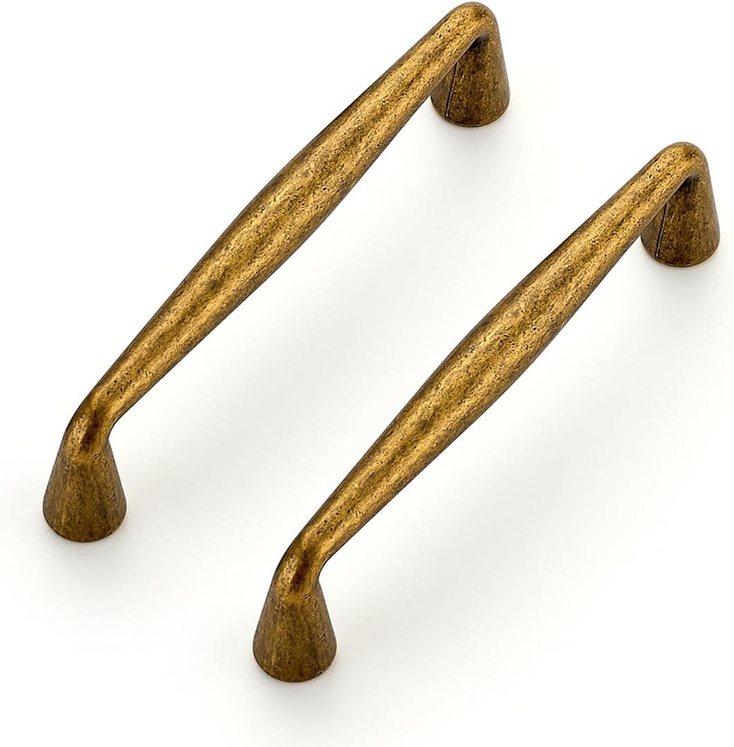 Ravinte 5 Pack 4 Inch Antique Brass Kitchen Cabinet Handles Solid Zinc Alloy Cabinet Pulls Cupboard Hardware Drawer Handles