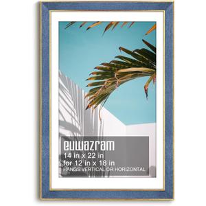 Suede 14x22 Frame - Single Frame, Christmas Elegant Sky Blue 14 x 22 Poster Frame with Mat for 12x18, 14x22 Picture Frames for Artwork, Puzzles, Photos and Movie Posters