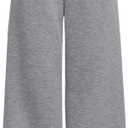 Girls Wide Straight Leg Loose Sweatpants Elastic Waist Drawstring Jogger Pants Grey F 11-12Y (Gray)