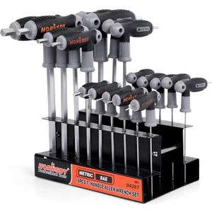 HORUSDY 18-Piece T-Handle allen wrench set, Inch/ Metric Long Arm Ball End Hex Key Wrench Set, MM(1.5mm-10mm) SAE(1/ 16"-3/ 8")