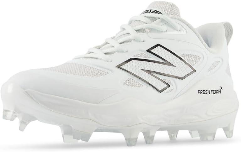 New Balance Women's Fresh Foam Velo V4 Molded Softball Shoe, White/Black, 6 W