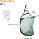 uxcell 3Pcs Hanging Laundry Hamper Foldable Mesh Laundry Basket with Hooks for Home Storage of Dirty Clothes, Camping Trip, Hotel Use, Dark Green