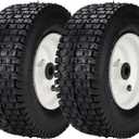 13x5.00-6 Tractor Turf Tire with Rim Pneumatic 4pr with Tube Fits Lawn Mower, Outdoor Equipment, Hub Length-3", Bore ID-3/4", Max Load-300lbs, Set of 2