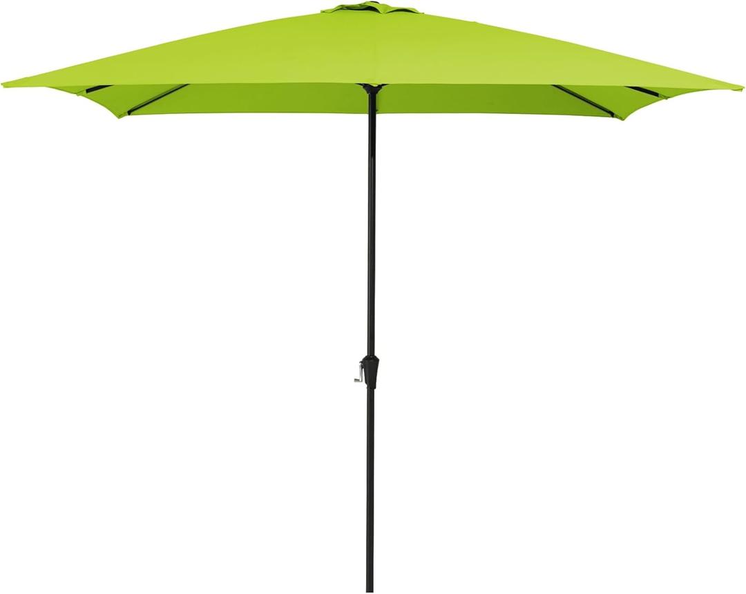 MEWAY 8x10 ft Rectangular Patio Umbrella Outdoor Umbrella with Crank, Table Market Umbrella 6 Sturdy Ribs UV Protection for Garden, Pool, Backyard, Apple Green