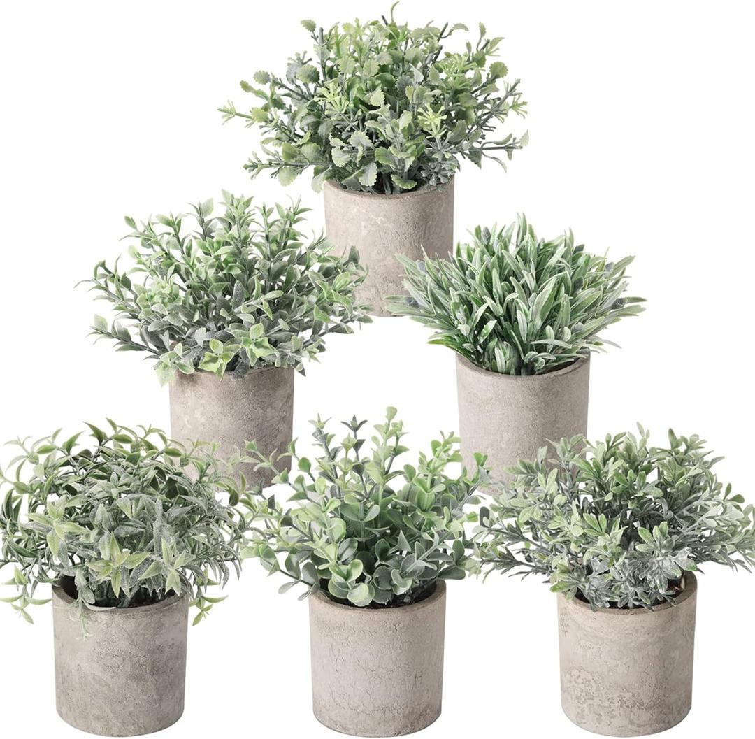 Der Rose 6pcs Mini Fake Plants Artificial Potted Plants Desk Plants for Home Office Farmhouse Bathroom Bedroom Decor
