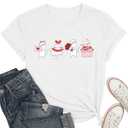 Valentines Shirts for Women Love Heart Black Cat Graphic Tshirts Valentine Cat Gifts Tee Tops (White, L)