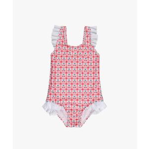 LIZENS One Piece Swimsuit for Girls Swimwear with Ruffled Children Bathing Suit,7-8 Y