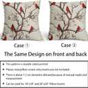 Red Winter Bird Pillow Covers 18x18 Set of 2 Rustic Christmas Bird Branches Leaf Print Decorative Outdoor Pillowcases Rustic Farmhouse Throw Cushion Case Decor for Couch Sofa Bed