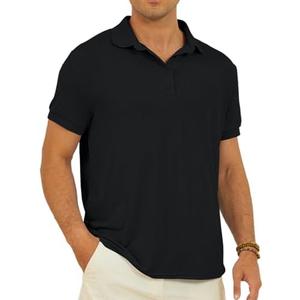 Envmb Men's Polo Shirts Short Sleeve Textured Knit Slim Fit Casual Stretchy Button Polo T-Shirt Summer Collared Golf Shirt, 2XL