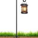 XDW-GIFTS Bird Feeder Pole for Outdoor, 45 Inch Shepherds Hooks Heavy Duty Garden Pole for Hanging Plant Basket, Solar Light Lanterns, Garden Plant Hanger Stands with 5 Base Prongs