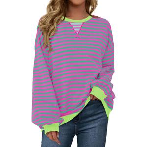 Fisoew Womens Striped Oversized Sweatshirt Color Block Crew Neck Long Sleeve Shirt Casual Loose Pullover Top Y2K Clothes (XX-Large, Pink) Fisoew Womens Striped Oversized Sweatshirt Color Block Crew Neck Long Sleeve Shirt Casual Loose Pullover Top Y2K Clothes (XX-Large, Pink)