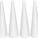 Crafjie Foam Cones for DIY Arts and Crafts (3.55 x 11.8 in, 4 Pack), White Polystyrene Christmas Tree Foam Cones Craft Supplies, for DIY Home Craft Project, Christmas Tree, Table Centerpiece