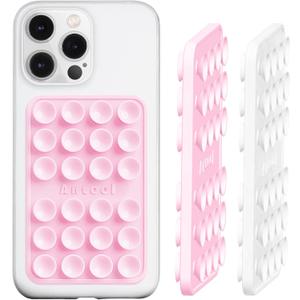 2 x Anteel Double-Sided Silicone Suction Phone Case Mount, Enhanced Suction Cup Power and Thickened Grip for Selfies and Videos, Durable, Hands-Free Non Slip Accessories, 2.36"x3.66" (LPK&TP)