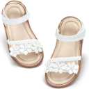 GINFIVE Toddler Girls Sandals Little Girls Kids Summer Shoes Toddler Sandals (Gn04-white)