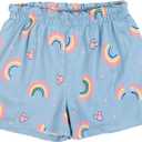 Disney Minnie Mouse Rainbow Floral T-Shirt and Chambray Shorts Outfit Set Infant to Big Kid Sizes (12 Months - 14-16) (Green)