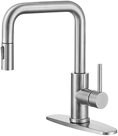 Kitchen Faucet Single Handle Stainless Steel Kitchen Sink Faucet with Pull Out Sprayer Brushed Nickel