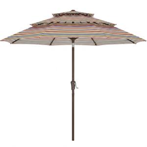 ABCCANOPY 9Ft 3 Tiers Market Umbrella, Outdoor Table Umbrella for Patio, Deck, Backyard (Colored Stripes)