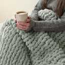 Mellobello Jumbo Chunky Yarn for Hand Knitting - Super Thick Chenille Chunky Yarn for Crocheting - Extra Soft Bulky Fluffy Blanket Big Yarn 8 Jumbo Pack (27yds, 8 oz Each Skein) Sage Green