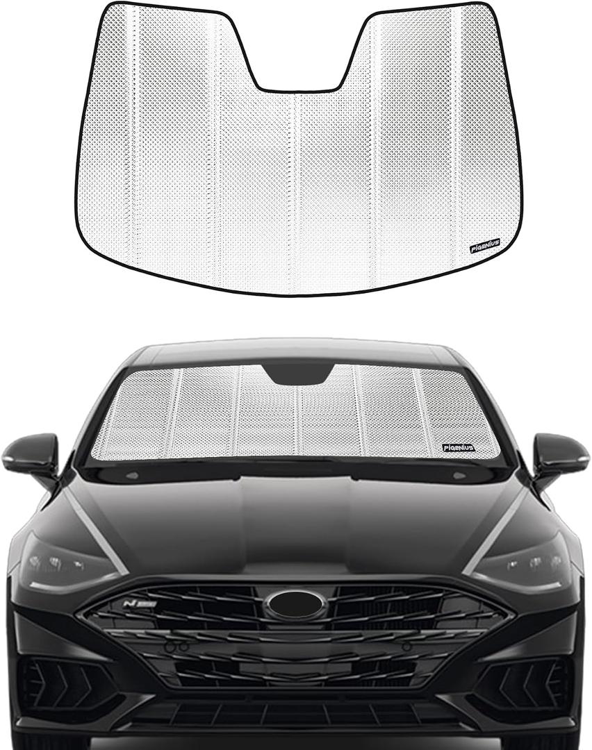 Pigenius Windshield Sun Shade for Hyundai Sonata 2020-2023. Reflective Aluminum Film Front Window Sunshade - BLAZBLOCK