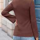 Saodimallsu Womens Ribbed Long Sleeve Sweater Tops Button Up Crewneck Slim Fitted Cardigans Sexy Going Out Knit Shirts (Small, Brown)