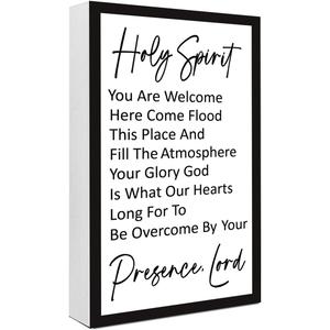 Holy Spirit Wooden Box Signs Desk Decor,Christian Bible Verse Scripture Plaques