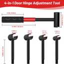 4-in-1 Door Hinge Adjustment Tool, Hinge Gap Adjusting Wrench, Door Repair Kit for Residential and Commercial, Heavy Hinges Wrench Bender Set with Rubber Grip, Cabinet Alignment Fits 14mm-25mm Hings