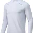Men Quarter Zip Pullovers Lightweight Long Sleeve Golf Shirts Dry Fit 1/4 Zip Athletic Shirt for Workout Running (XX-Large, White)