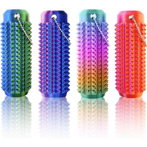 Little Ouchies Pain Fidget (4PCS), Pain Stim Fidget Toy for Adults & Teens, 3D Printed Spiky Grippie Stim Keychain, Sensory Toy for Stress Relief & Focus, Office Workers Novelty Gifts for Men (Laser)