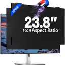 2 Pack 23.8 Inch Magnetic Computer Privacy Screen Filter for Monitor 16:9 Aspect Ratio, Removable Hanging Privacy Screen Shield, Anti Blue Light Filter, Anti-Glare Protector