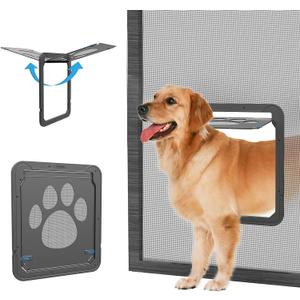 NAMSAN Dog Screen Door, Flap Opening 12 x 14 inches, Dog Door for Screen Door, Magnetic Self-Closing Large Pet Door for Sliding Door, Screen Door with Doggie Door Built in, Lockable, Black