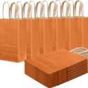 qiqee Classic Orange Gift Bag with Handles Bulk 24Pcs Paper Bags -8.3"x6"x3. 15" Party Favor Bags - Solid Color